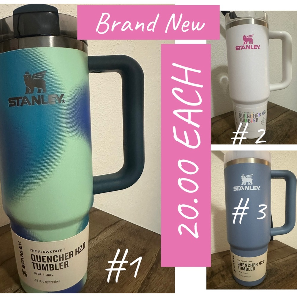 Stanley Quencher H2.0 Tumbler Trio - Green, White, Blue